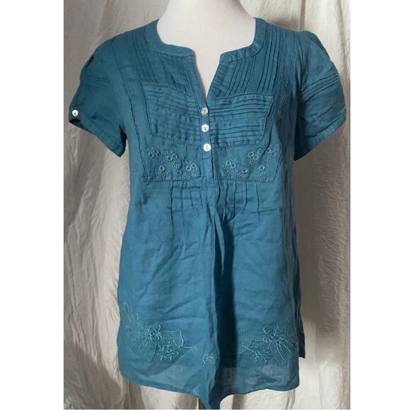 Charlotte Russe, Dusty Blue, Retro, Peasant Blouse - Picture 4 of 12